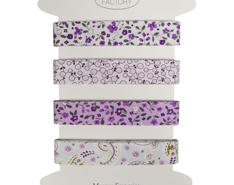 Set of 4 printed cotton Biais - Several colors available - 2 meters per color - 100% cotton. (Set G)