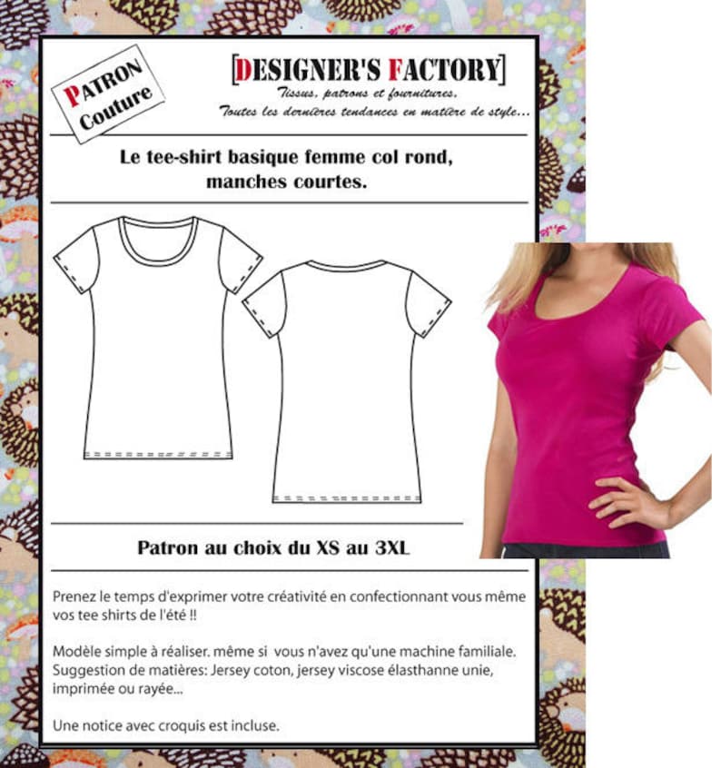 Patron Tee-shirt femme col rond | Etsy