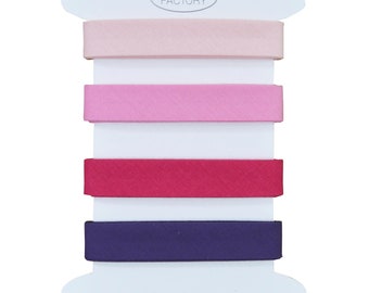 Lot de 4 Biais couture - Plusieurs coloris disponibles - Lot Biais Coton de très belle qualité - 2 mètres par couleur (Lot E)