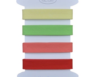 Set of 4 plain cotton Bias binding tape for sewing - Several colors available - 2 meters per color. (Set A)
