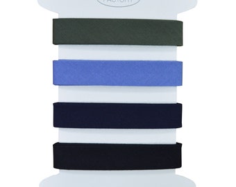 Set of 4 plain cotton Bias binding tape for sewing - Several colors available - 2 meters per color (Set C)