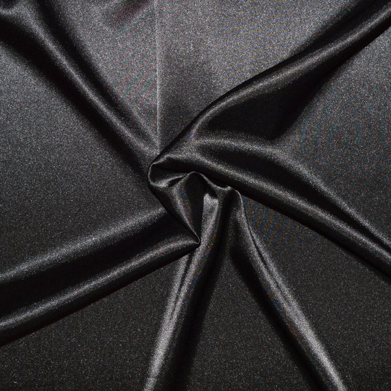 Coupon de 3 mètres tissu satin noir fluide polyester/élasthanne