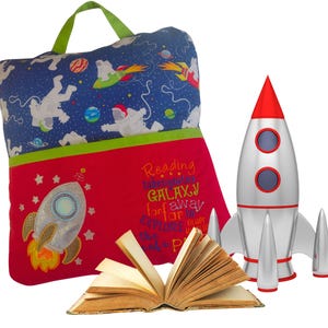 Book Pillow - Space Rocket Pillow - Astronaut- Reading pillow - Space force- Pocket Pillow - book sleeve
