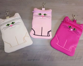 Cat zipper pouch -  Cat Coin purse - Made to order in many colors