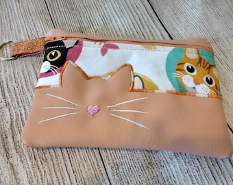 Ginger Cat zipper pouch - Orange Cat purse - Orange Tabby Cat Bag