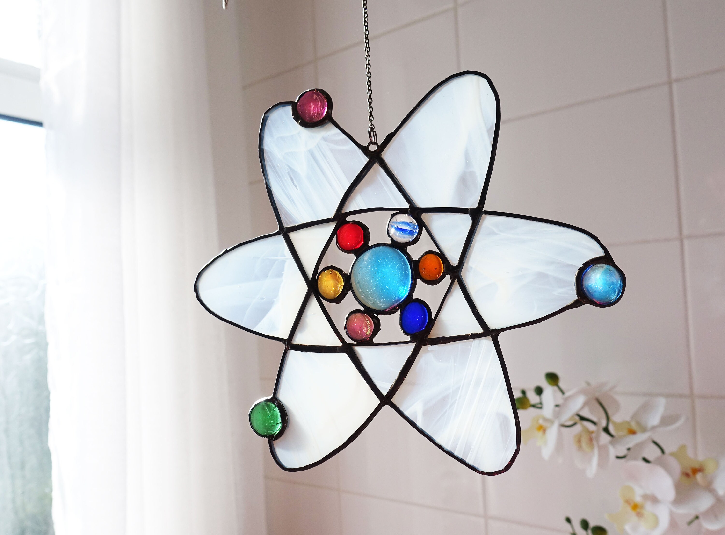Atom with Protons Stained Glass Suncatcher Science and Etsy