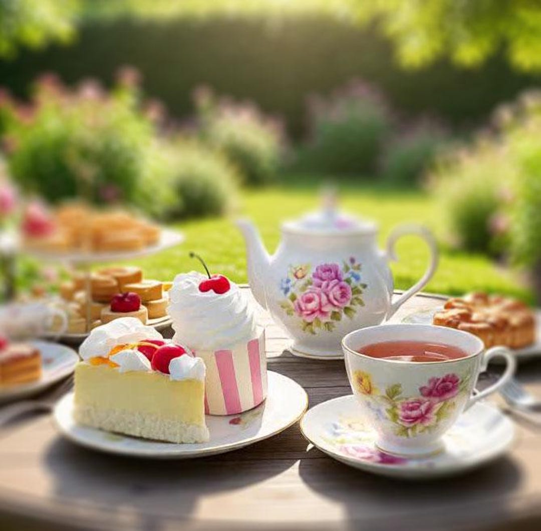 Fake Afternoon Tea Set Prop, Vintage Bone China Cup, Saucer, Cakes ...