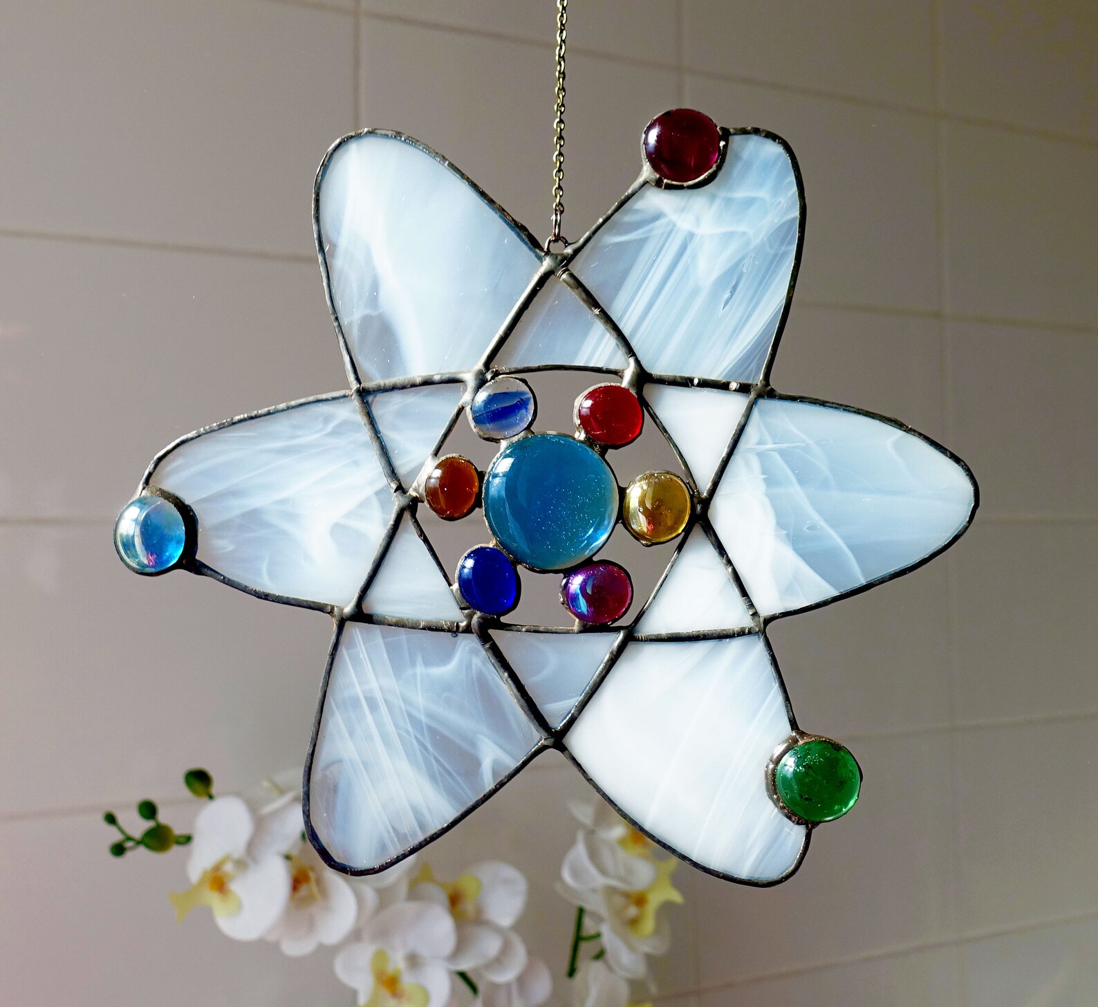 Atom With Protons Stained Glass Suncatcher Science and Etsy