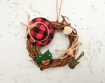Mini Rustic Twig Wreath, Small Handmade Wall Decor