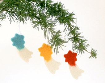 Felt Christmas Star Ornaments: Set of 6 Wool Holiday Decor