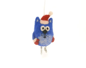 Needle felted cat ornament, Christmas tree decor, Gift idea for the sportsman, Fans of figure skating