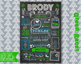 Racing Birthday Theme Chalkboard Poster Sign Printable / | Etsy