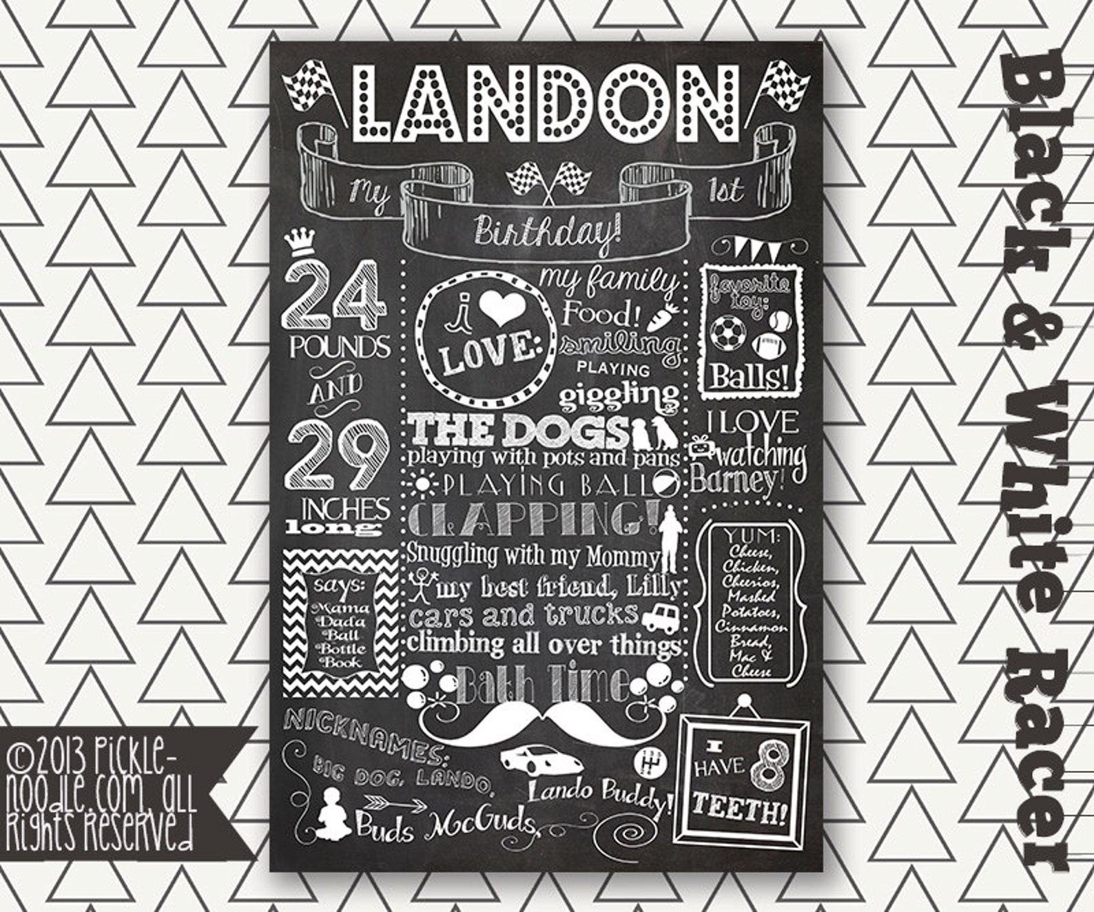 Racing Birthday Theme Chalkboard Poster Sign Printable / - Etsy