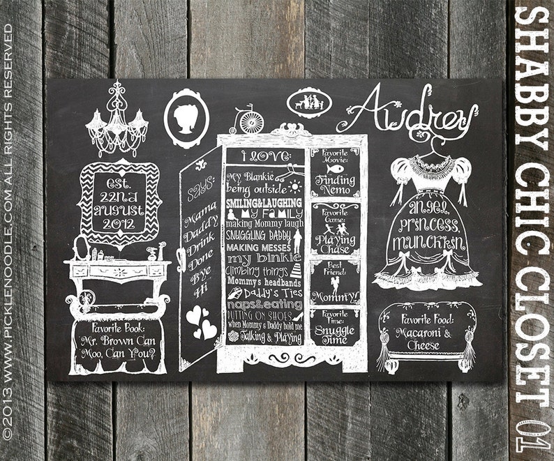 Shabby Chic Nursery Decor Shabby Chic Decor 1st Birthday Chalkboard Sign Custom Shabby Chic Birthday Party Vintage Style DIGITAL