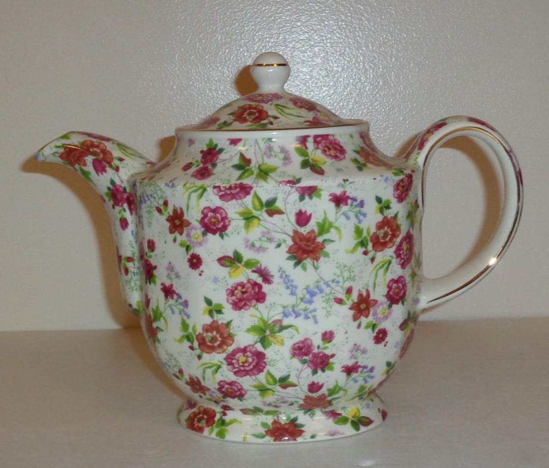 James Sadler Sophie Roses and Other Florals Chintz Teapot Made Etsy