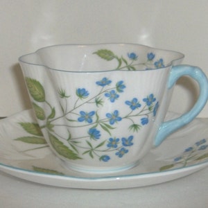 Shelley American Brooklime Dainty Shape Cup and Saucer Fine Bone China Made in England Free Standard Shipping in the U.S.
