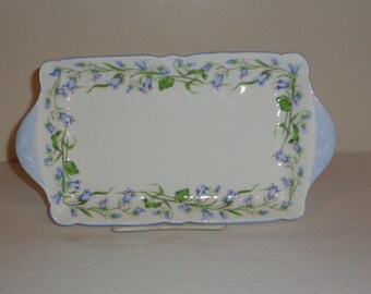 Shelley Harebell Blue Trim 13590 Sandwich Tray Fine Bone China Made in England Free Standard Shipping in the U.S.A.