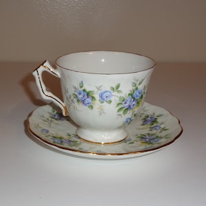Aynsley Marine Rose Pattern 2872 Embossed Cup and Saucer Fine Bone China, Made in England, Free Standard Shipping in the U.S.A.