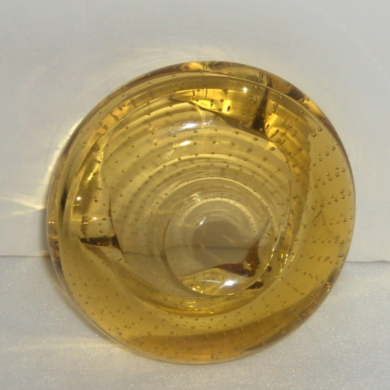 Erickson Glass Champagne Controlled Bubble Ashtray Hand Blown Etsy