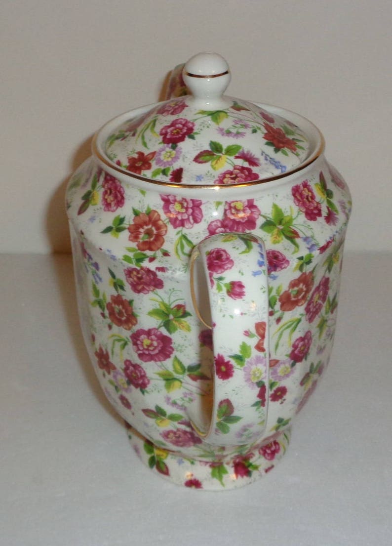 James Sadler Sophie Roses and Other Florals Chintz Teapot Made Etsy