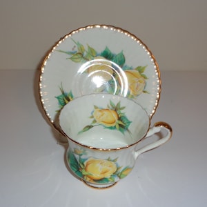 Paragon Yellow Rose Signed Mitzi Cup and Saucer Fine Bone China For The Queen Made in England Free Standard Shipping in the U.S.A.