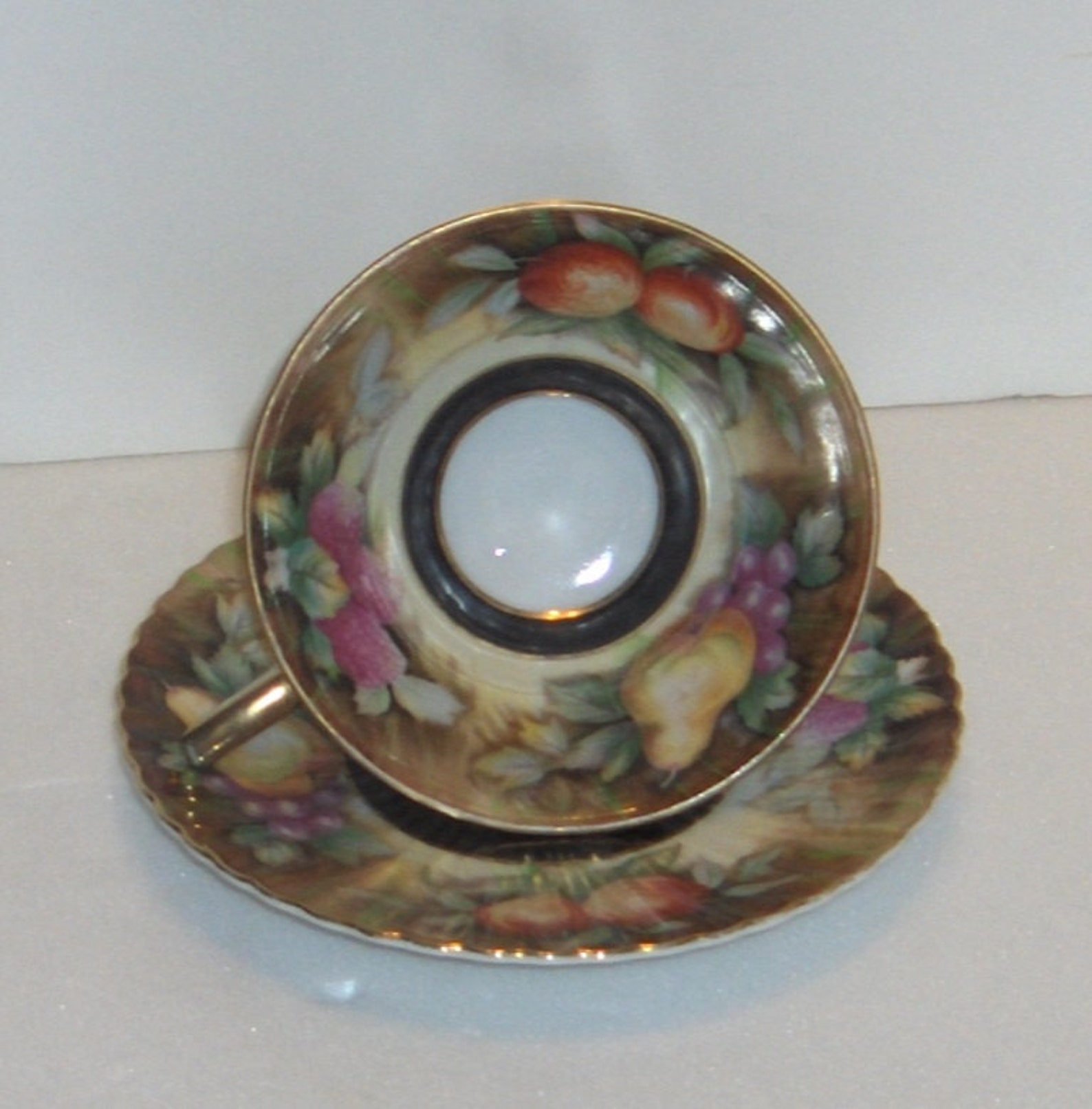 Lefton China Hand Painted Cup and Saucer Pears Grapes Etsy