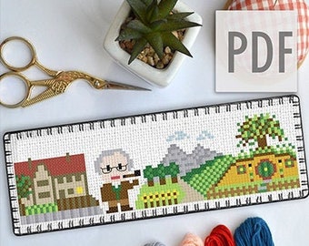 BUY 2 patterns GET 1 FREE-Authors' Houses&Books Bookmark Series: Jrr Tolkien Lord of Middle Earth DoubleSided Bookmark Cross Stitch Pattern