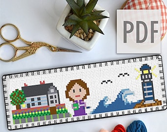 BUY 2 patterns and GET 1 FREE --Author's Houses&Books Bookmark Series: Virginia Woolf Double Sided Bookmark Cross Stitch Pattern