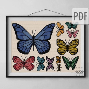 BUY 2 patterns and GET 1 FREE --Butterflies Poster Crossstitch Pattern
