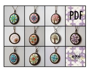 BUY 2 patterns and GET 1 FREE --eXeflakes - - Crossstitch Patterns for Necklaces