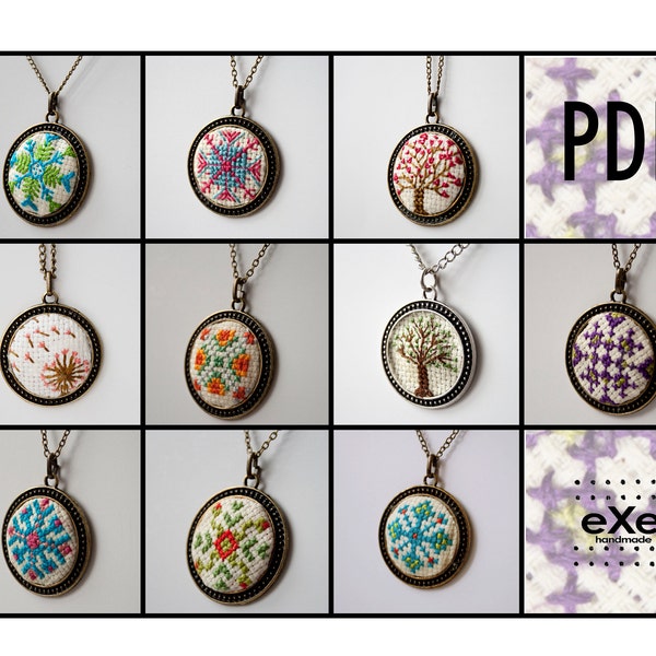 BUY 2 patterns and GET 1 FREE --eXeflakes - - Crossstitch Patterns for Necklaces