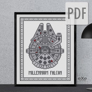 BUY 2 patterns and GET 1 FREE --Millennium Falcon Crossstitch Pattern
