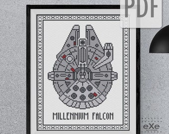 BUY 2 patterns and GET 1 FREE --Millennium Falcon Crossstitch Pattern