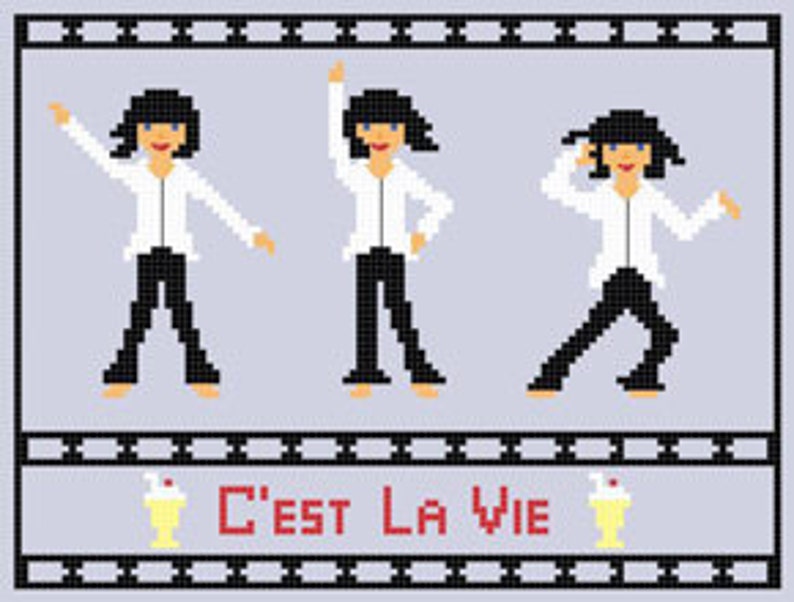 BUY 2 patterns and GET 1 FREE Pulp Fiction Dancing Mia Wallace Crossstitch Pattern image 2