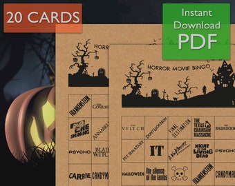 Horror Movie Bingo Cards Instant Download Printable PDF