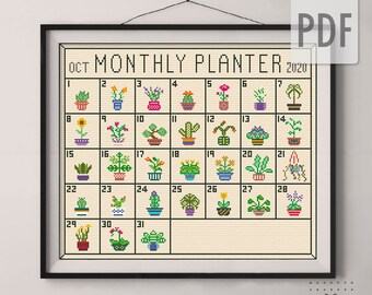 BUY 2 patterns and GET 1 FREE --Monthly Planter Planner Crossstitch Pattern Chart