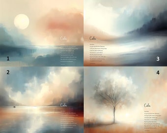 4 Designs of CALM ABSTRACT ART with Poem available as Stretched Canvas (with Matte or Knife Varnish Finish), Fine Art Print or Poster.