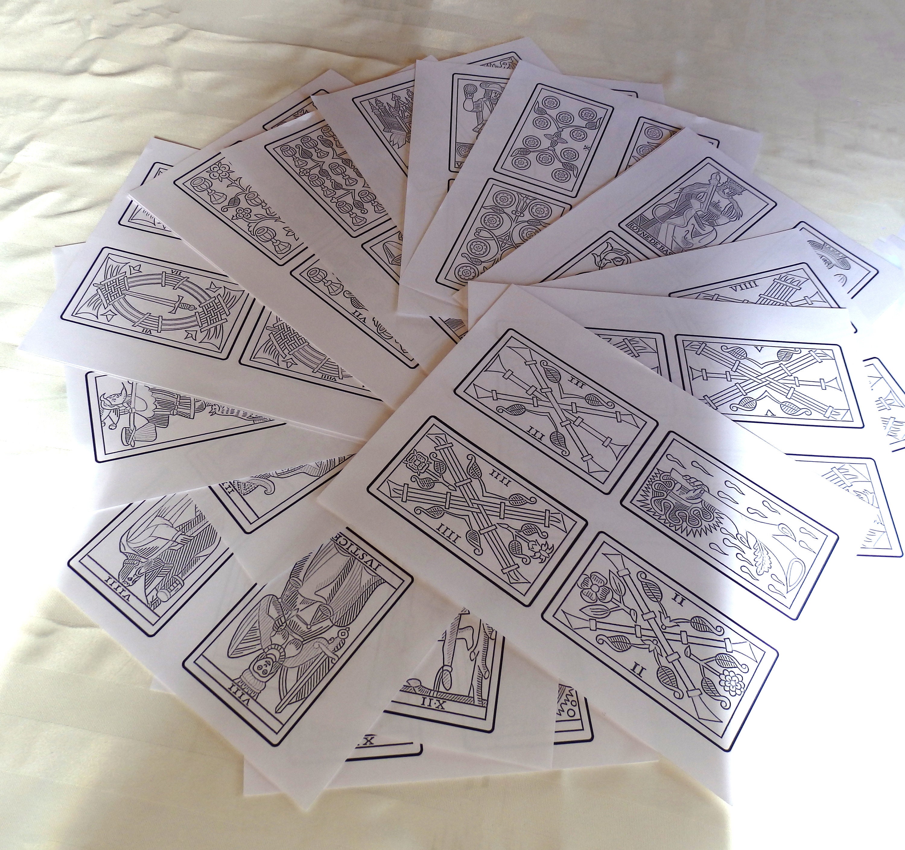 Colour Your Own Tarot De Marseille Cards Instant Download Etsy