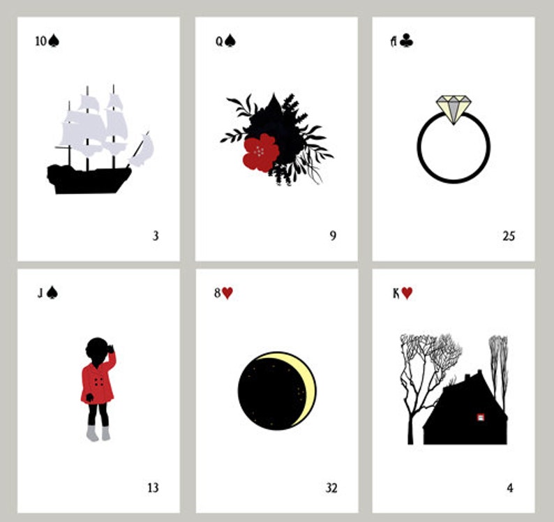 Lenormand Deck in ORIGINAL minimalistic Silhouette Design. Available in Lenormand or NEW Mini size 2 x 2. Choice of back cover design image 1