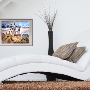 NEUSCHWANSTEIN CASTLE as a Stretched Canvas Print with Knife Varnish Finish, Fine Art Print or Poster. Iconic European Costle afbeelding 5