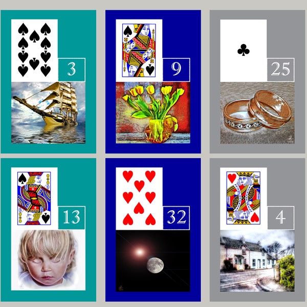 ORIGINAL Modern LENORMAND DECK. 36 cards 2.25" x 3'5" all original artwork available in my gallery. Customize with your choice of Back Cover