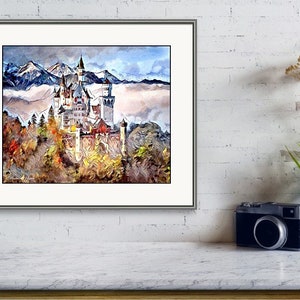 NEUSCHWANSTEIN CASTLE as a Stretched Canvas Print with Knife Varnish Finish, Fine Art Print or Poster. Iconic European Costle image 3