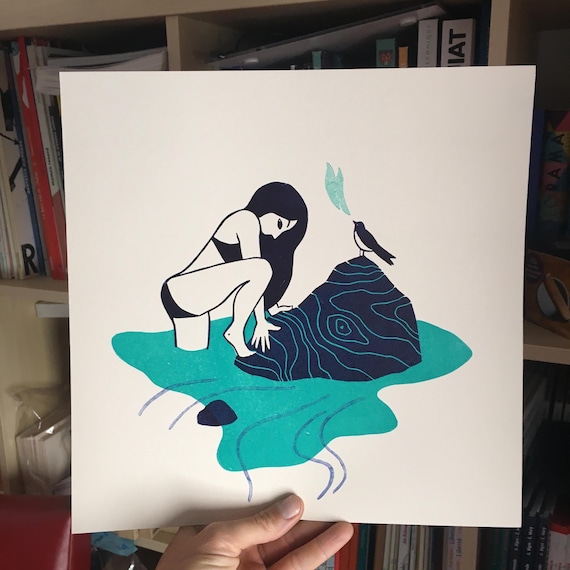 Linocut THE ISLAND