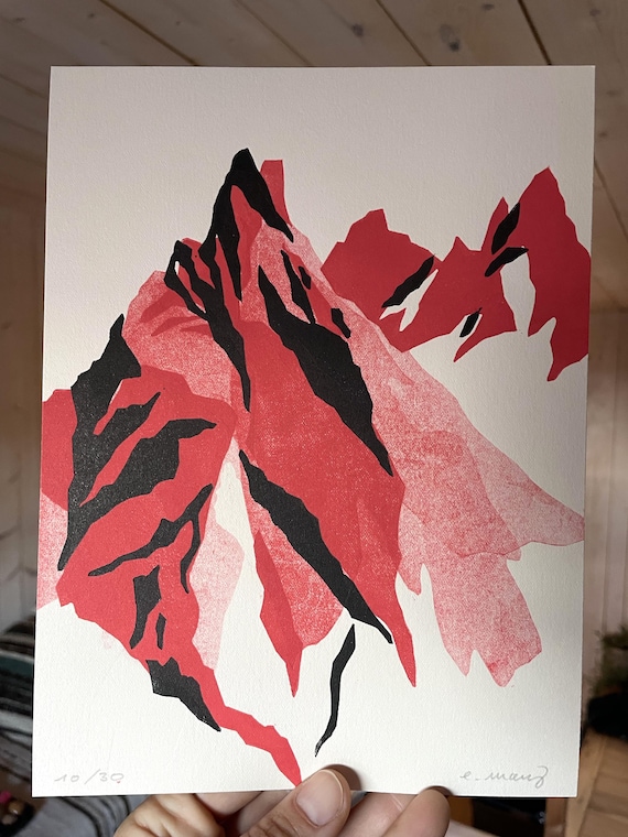 Ubaye / Mountain - Linocut