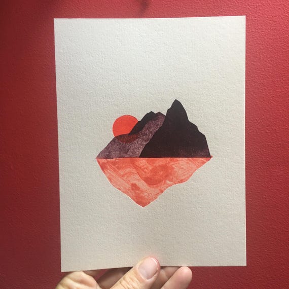 Linocut - Mountain Red