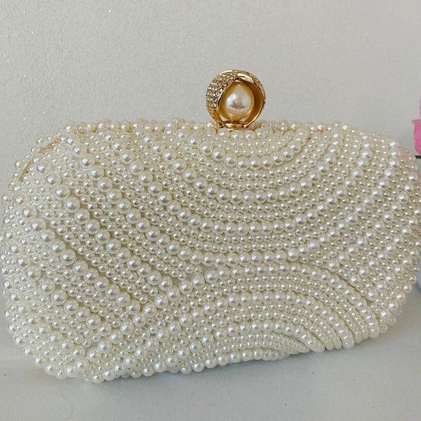 Pearl Clutch Bag Ivory Wedding Bridal Beaded Clutch Purse For Bride Bridesmaid Maid Of Honour