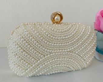 Pearl Clutch Bag Ivory Wedding Bridal Beaded Clutch Purse For Bride Bridesmaid Maid Of Honour