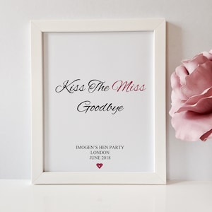 Kiss the miss goodbye, Hen do keepsake, Hens night supplies, Hens night games, Hen do ideas, Hen do UK, Hen weekend, Hen party game image 5