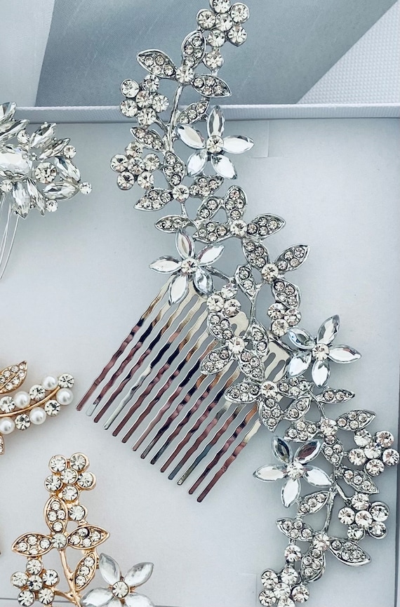 Vintage Silver Crystal Bridal Hair Comb: Wedding Hair  display picture 3