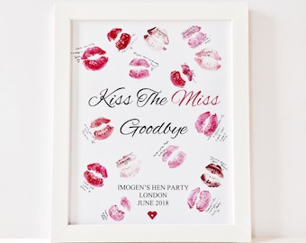 Kiss the miss goodbye, Hen do keepsake, Hens night supplies, Hens night games, Hen do ideas, Hen do UK, Hen weekend, Hen party game